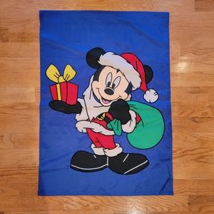 DISNEY ♡ 1990 Vintage Mickey Mouse Santa Large Outdoor Decorative Flag 28"x 39"